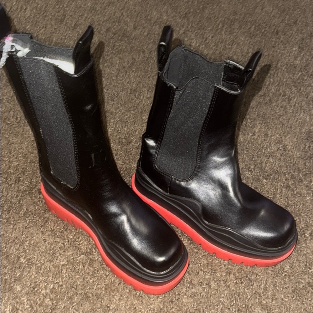 Zara Black Ankle Boots with Red Soles